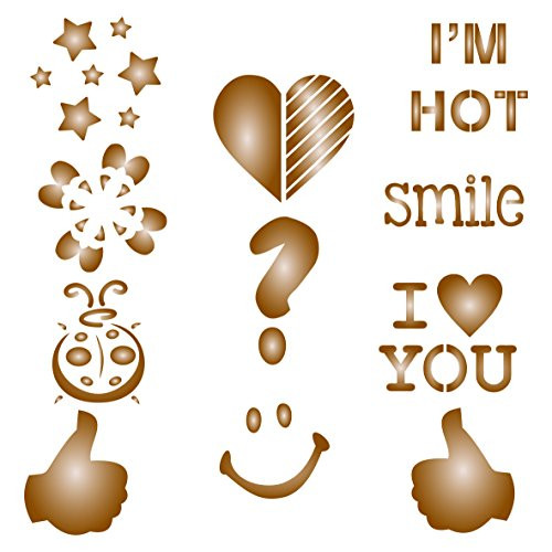 Coffee Set Stencil - 10 Designs - Reusable Barista Stencils for Decorating Cappuccino Coffee Latte Cupcakes Cakes Cookies Scrapbooking Stenciling and more...