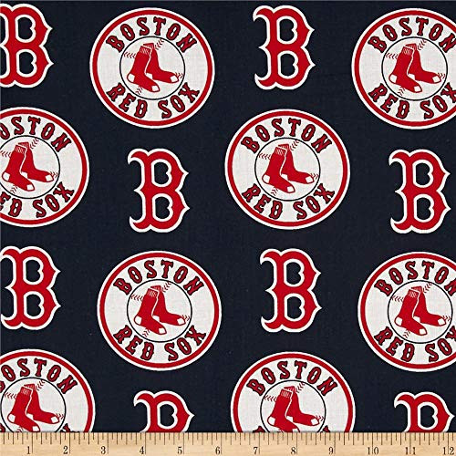 Fabric Traditions MLB Cotton Broadcloth Boston Sox, Yard, Red/Navy