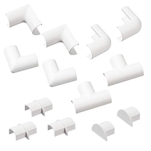 D-Line Micro+ Cable Raceway Clip-Over Accessories | Join Multiple Lengths of 2010 Micro+ Cord Cover | 13 Piece Electrical Raceway Accessory Multipack - White