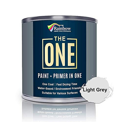 The ONE Paint - Light Grey - 1 Liter - Gloss Finish, Multi Surface for Wood, Brick, Fence, Front Door, Furniture, Siding, Barn - Interior or Exterior