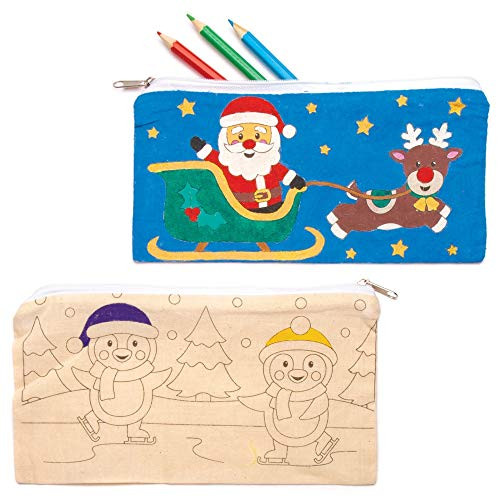 Baker Ross Christmas Color in Fabric Pencil Cases, Festive Arts and Crafts (Pack of 4) Baker Ross Christmas Color in Fabric Pencil Cases, Festive Arts and Crafts (Pack of 4)