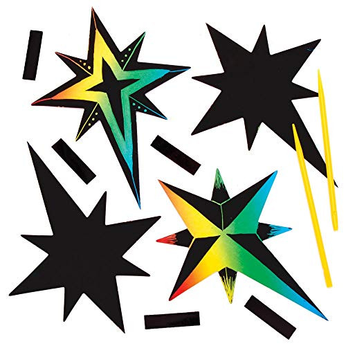 Baker Ross Nativity Star Scratch Art Magnets, Christmas Arts and Crafts (Pack of 10)