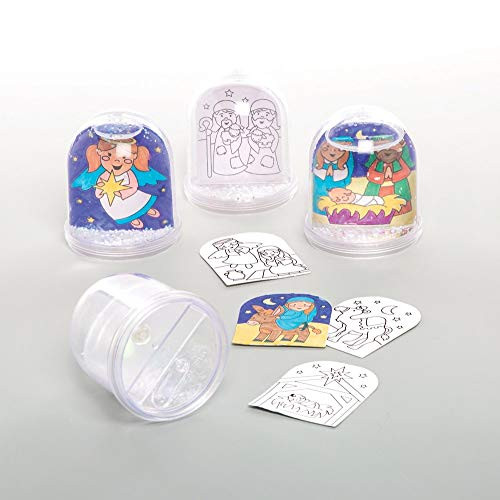Baker Ross Nativity Color in Snow Globes Kits, Christmas Arts and Crafts (Box of 4)