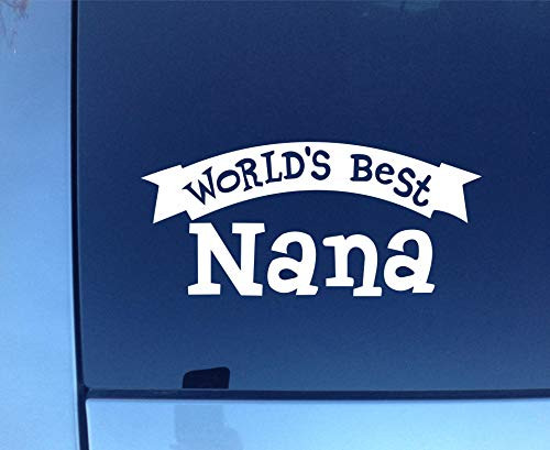 Dixies Decals Worlds Best Nana White Sticker Decal Car Window Wall MacBook Notebook Laptop Sticker Decal