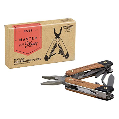 Gentlemen's Hardware 12-1 Plier Multi-Tool with Wood Handles & Titanium Coated Stainless Steel Tools