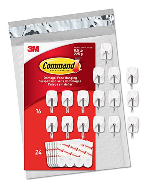 Command Wire Hooks, Small, 16-Hooks (GP067-16NA) - Easy to Open Packaging