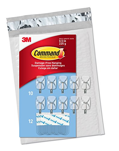Command Clear Small Wire Hooks, 10 Hooks, 12 Strips (CL067-10NA) - Easy to Open Packaging