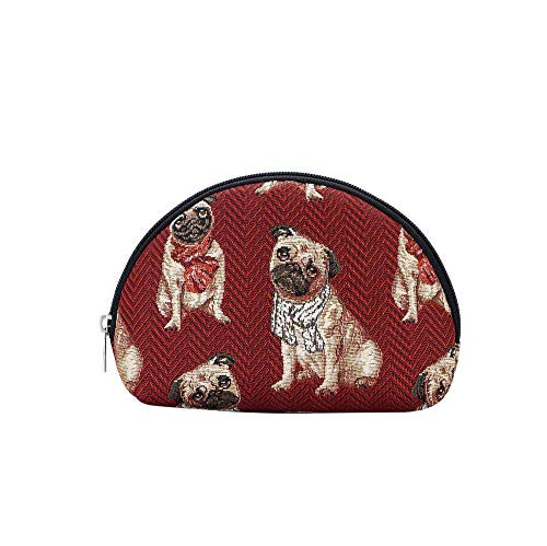 Signare Tapestry Cosmetic Bag Makeup Bag for Women with in Pug Dog Design (COSM-Pug)