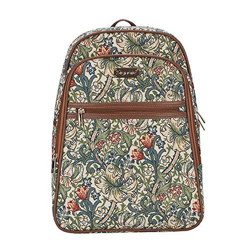 Signare Tapestry backpack purse for Women computer backpack bookbags for women with Golden Lily Design (BKPK-GLILY)