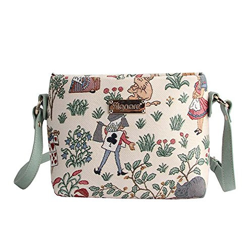 Signare Tapestry Crossbody Purse Small Shoulder Bag for Women with Alice in Wonderland Design (XB02-ALICE)