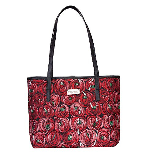 Signare Tapestry Shoulder Bag Tote Bag for Women with Charles Rennie Mackintosh Rose Design (COLL-RMTD)