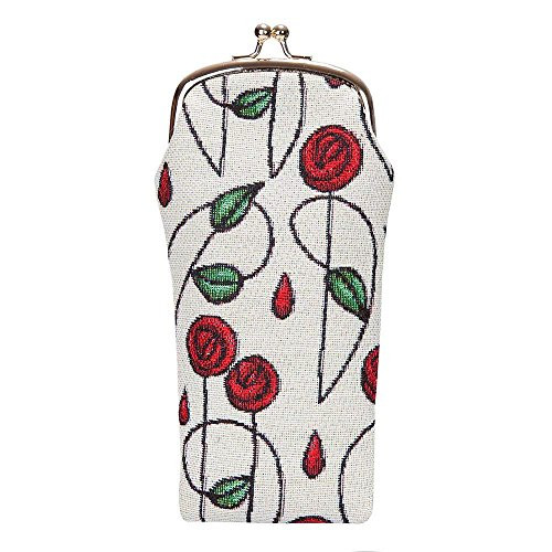 Signare Tapestry Glasses Case for Women Eyeglass Case with Charles Rennie Mackintosh Rose Art Nouveau Design (GPCH-RMSP)