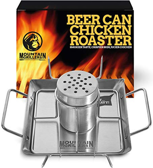 Beer Can Chicken Roaster Stand - Stainless Steel Holder - Barbecue Rack for The Grill, Oven or Smoker - Dishwasher Safe - Includes 4 Vegetable Spikes Beer Can Chicken Roaster Stand - Stainless Steel Holder - Barbecue Rack for The Grill, Oven or Smoker - Dishwasher Safe - Includes 4 Vegetable Spikes