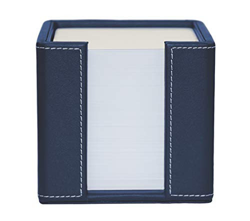 Memo Cube Holder, Blue, Faux Leather, Supplied with 1,000 Sheets of Paper