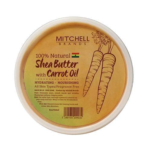 Raw Shea Butter Organic Unrefined - Karite Butter, Formulated to Nourish and Moisturise Skin, with Carrot Oil