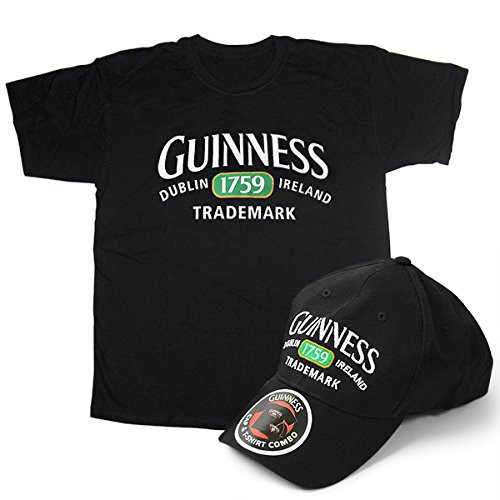 Guinness Ireland Trademark Hat and Tee Shirt Combo (Small) Black