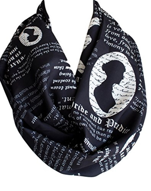 Etwoa's Jane Austen Pride and Prejudice Book Quotes Black Infinity Scarf Circle Scarf Etwoa's Jane Austen Pride and Prejudice Book Quotes Black Infinity Scarf Circle Scarf