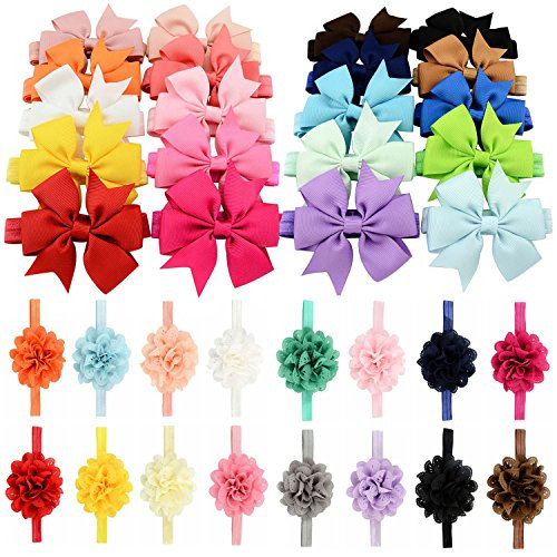 CHRISLZ 36 Pcs Baby Turban Hairband Colorful Hair Wraps Baby Knotted Headbands Hair Turban Girls Hair Accessories (kids-36)