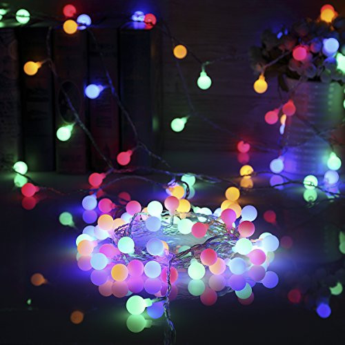 GreenClick 40 Leds 14.8ft Globe String Light, Battery Powered 8 Modes Indoor/Outdoor Waterproof Decorative String Lights for Patio Garden Xmas Tree Wedding Dorm Bedroom, Multi-Color