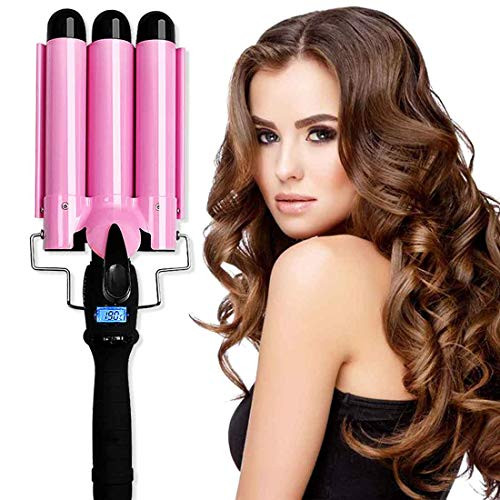 3 Barrel Curling Iron Hair Waver Hair Curler,25mm Professional Salon Ceramic Curling Iron New Hair Styling Tools with LCD Display (Pink) 3 Barrel Curling Iron Hair Waver Hair Curler,25mm Professional Salon Ceramic Curling Iron New Hair Styling Tools with LCD Display (Pink)