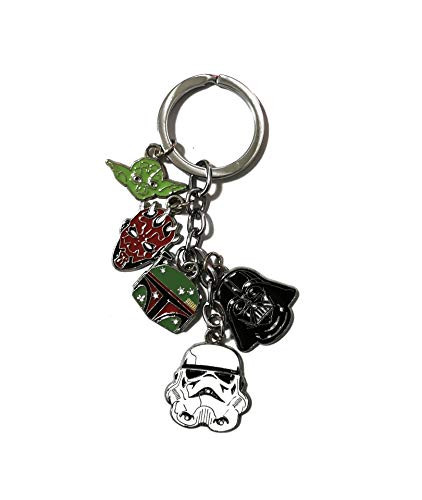 Monai Charm Pendant Star Wars Keychain Millenium Falcon Yoda Force Awakens BB-8 Figure Keyloops Droid Robot Gifts Storm Trooper Car Truck Galactic Empire Keyrings (SW9)