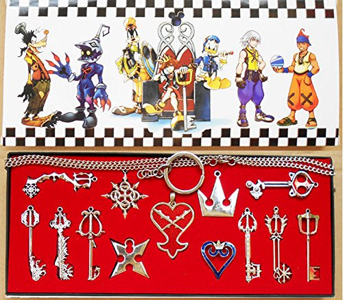XCOSER Kingdom Hearts Keyblade Sora Weapon Keychain Pendant for Collection Silver 13pcs