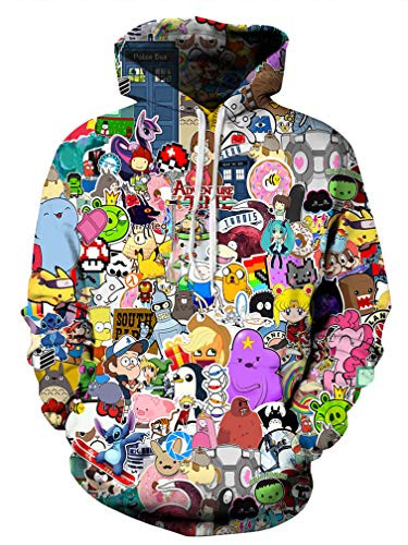 Azuki Unisex Fashion 3D Digital Printed Pullover Hoodies-Size S