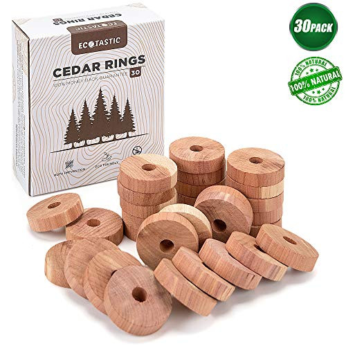 ECOTASTIC Moth Traps - Keep Clothes Safe - Moth Repellent - Clothes Moth Traps - Pheromone Traps - Child/Pet Safe/Insecticide Free - Moth Prevention Repellent (30 Piece Cedar Ring)