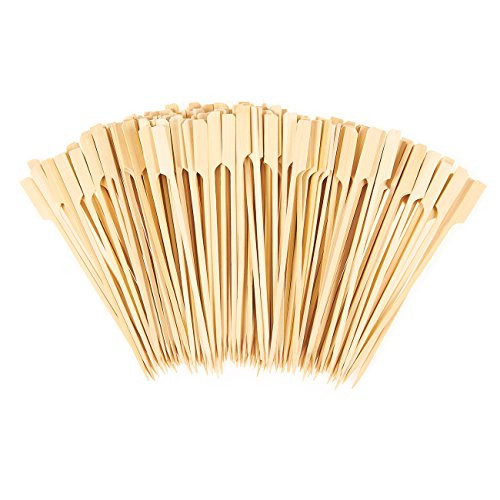 Set of 200 Bamboo Kabob Skewers - Bamboo Appetizer Skewers, BBQ Skewers for Outdoor Grilling, Marshmallows, Fondue, Shrimp, Brown - 7 Inches