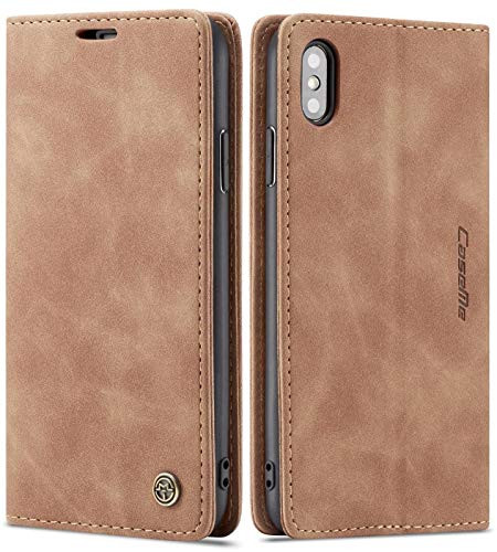 iPhone Xs Max Wallet Case iPhone Xs Max Leather Case, SINIANL Folio Case with Kickstand Credit Card Holder Magnetic Closure Folding Flip Book Cover Case for iPhone Xs Max iPhone 10S Max - Brown
