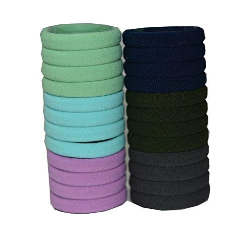 ShungFun Seamless Cotton Hair Bands Simply Hair Ties Rope No Crease Ouchless Ponytail Holders Headband Scrunchies Hair Accessories for Thick Fine Hair (24pcs) (1)