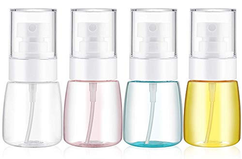 4 Packs Travel Size Mini Continuous Spray Water Bottle Hair Mister, Fine Mist Stylist Sprayers 360 Empty Small Misting Spritzer, Perfume Atomizer with Pump Clear Containers, 1oz(30ml)