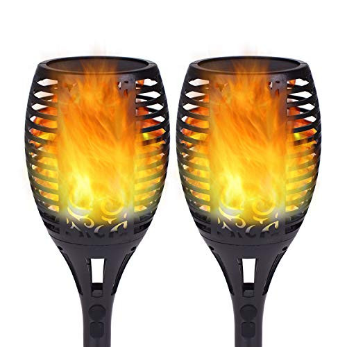 Evankin Flame Lights Solar Torch Light Outdoor Waterproof Dancing Flickering Flame Light 96 LED Landscape Decoration Lighting Dusk to Dawn Auto On/Off Solar Garden Lights Security Spotlight-2 Pack