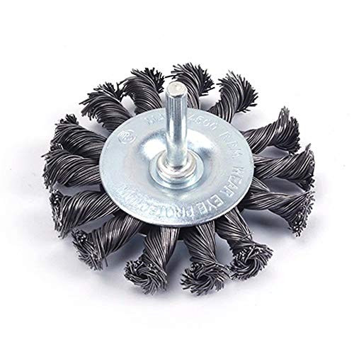 Knotted Wire Brush,3 Inch Twisted Wire Wheel Brush with 1/4" Shank for Polishing Cleaning Removing Paint, Rust and Corrosion