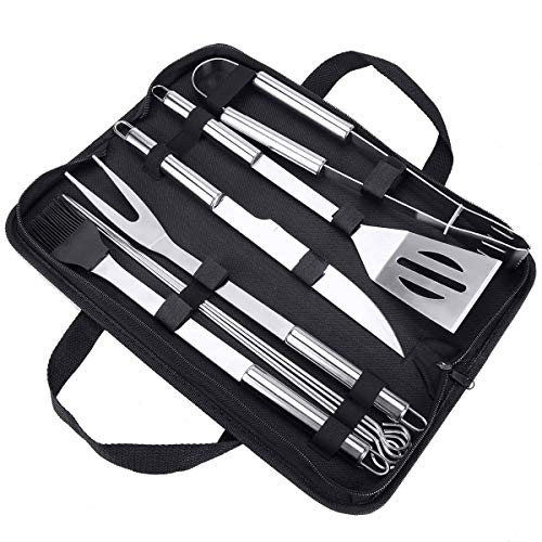 BBQ Grill Tools Set Jhua Grill Kit 9pcs Barbecue Accessories Stainless Steel Grill Set Heavy Duty BBQ Grilling Accessories Tools Set with Carry Case Grill Accessorie Set for Men Women Camping Grilling