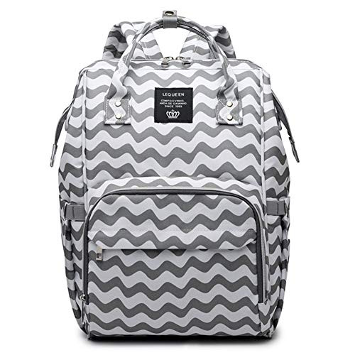QIXINGHU Multi-Function Mummy bag Nappy Bags Wide Open Diaper Bag for Baby Care Large Capacity Handbags Travel Backpack Waterproof White ruched, SIZE(LWH):12.27.117.3in