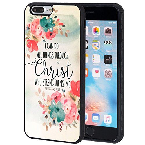 iPhone 7 Plus Case,iPhone 8 Plus Case,AIRWEE Slim Anti-Scratch Shockproof Silicone TPU Back Protective Cover Case for Apple iPhone 8 Plus/iPhone 7 Plus,Christian Quotes Bible Verses Philippians 4:13