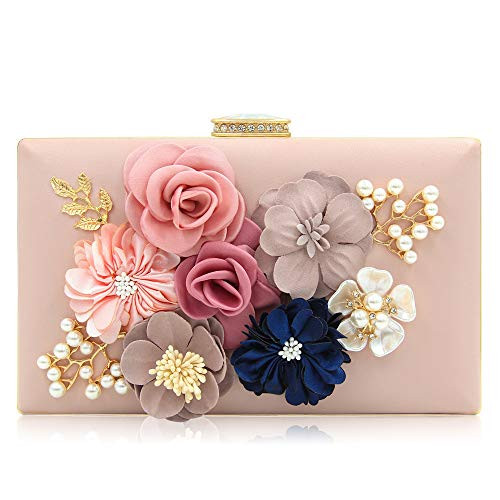 Milisente Evening Bag for Women, Flower Wedding Evening Clutch Purse Bride Floral Clutch Bag?Light Pink?