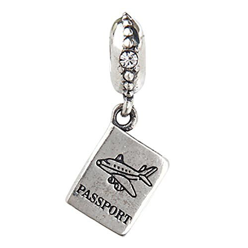 Aircraft Passport Charm 925 Sterling Airplane Charm Travel Charm Plane Charm Pilot Charm Birthday Charm Anniversary Charm for Pandora Charms Bracelet