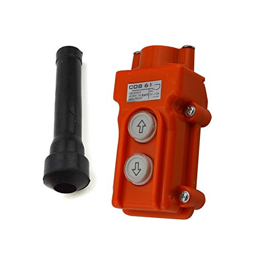 250V 5A /500V 2A 2 Ways Hoist Crane Push Button Switch Momentary Contact Type Rain-proof Orange