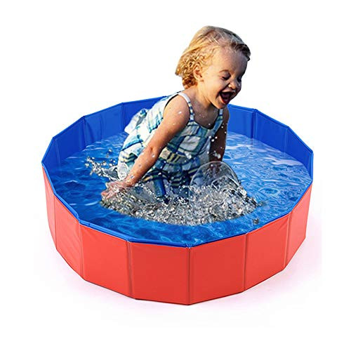 mcgrady1xm Collapsible Pet Dog Bath Pool, Kiddie Pool Hard Plastic Foldable Bathing Tub PVC Outdoor Pools for Dogs Cat Kid (8030cm)