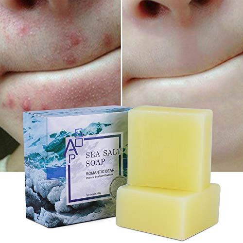 2PCS Sea Salt Soap Bars with Goats Milk Natural,ROMANTIC BEAR Blackhead & Acne Scars Remover,Anti Cellulite Soap Deep Facial Cleaning For Natural Dry And Oily Skin 2PCS Sea Salt Soap Bars with Goats Milk Natural,ROMANTIC BEAR Blackhead & Acne Scars Remover,Anti Cellulite Soap Deep Facial Cleaning For Natural Dry And Oily Skin
