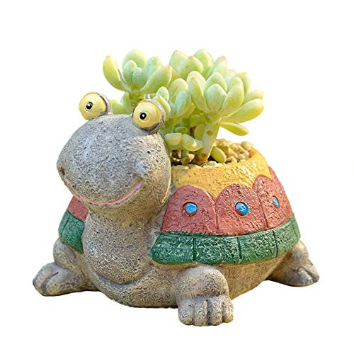 Youfui Turtle Plant Pot Flowerpot Animal Garden Pots Resin Succulent Pots Planter Bonsai Plant Holder for Home Office Desk Mini Ornament (Colorful)