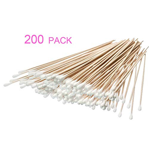 200 Count 6 Inch Swabs Cotton Stick Cotton Tipped Applicator Single Tip with Wooden Handle