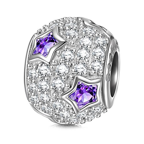NinaQueen "Star Pave" 925 Sterling Silver Purple Cubic Zirconia Bead Charms for Bracelet Necklace Jewelry Christmas Gifts For Women Birthday Anniversary Gifts For Her Teen Girls Wife Mom Daughter NinaQueen "Star Pave" 925 Sterling Silver Purple Cubic Zirconia Bead Charms for Bracelet Necklace Jewelry Christmas Gifts For Women Birthday Anniversary Gifts For Her Teen Girls Wife Mom Daughter