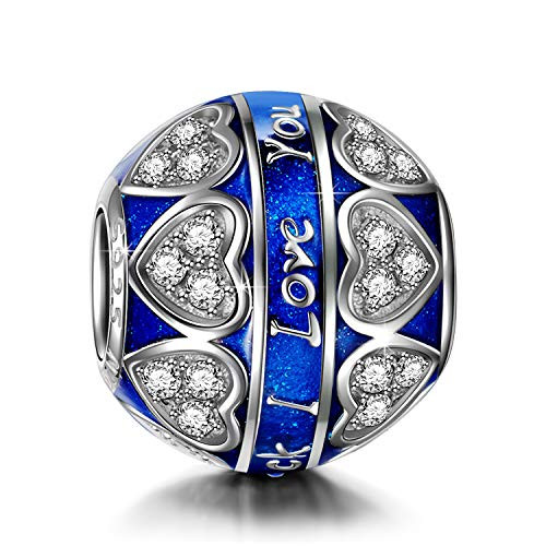 NINAQUEEN Love Heart Beads Charm for Pandora Bracelet Blue Enamel charms 925 Sterling Silver Heart Shape Beads Charms Birthday Jewelry Gifts for Wife Girlfriend Women Girls NINAQUEEN Love Heart Beads Charm for Pandora Bracelet Blue Enamel charms 925 Sterling Silver Heart Shape Beads Charms Birthday Jewelry Gifts for Wife Girlfriend Women Girls