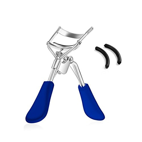 Lucker Win Eyelash Curler with2 Refills, Long-lasting,Natural-looking Curl & Fits All Eye Shapes Get Gorgeous Eye Lashes in Seconds &The silicone frosted handle design (BLUE)