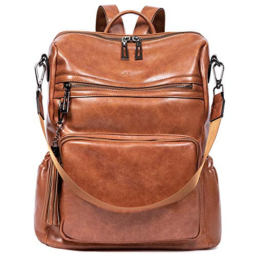 Backpack Purse for Women Fashion Two Toned Leather Designer Travel Large Ladies Shoulder Bags with Tassel brown Backpack Purse for Women Fashion Two Toned Leather Designer Travel Large Ladies Shoulder Bags with Tassel brown