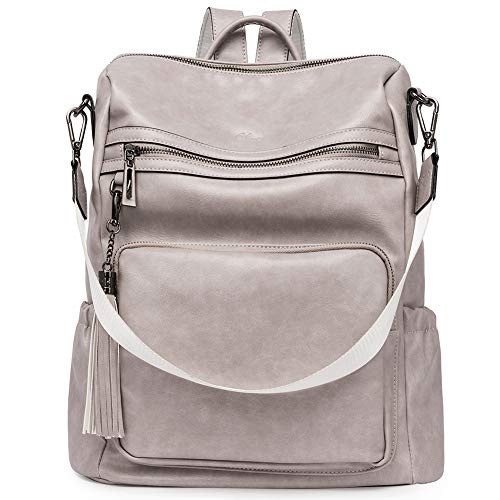 Backpack Purse for Women Fashion Two Toned Leather Designer Travel Large Ladies Shoulder Bags with Tassel gray Backpack Purse for Women Fashion Two Toned Leather Designer Travel Large Ladies Shoulder Bags with Tassel gray