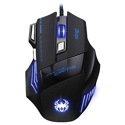 DLAND Professional LED Optical 7200 DPI 7 Button USB Wired Gaming Mouse for Pro Game Notebook, PC, Laptop, Computer, Black